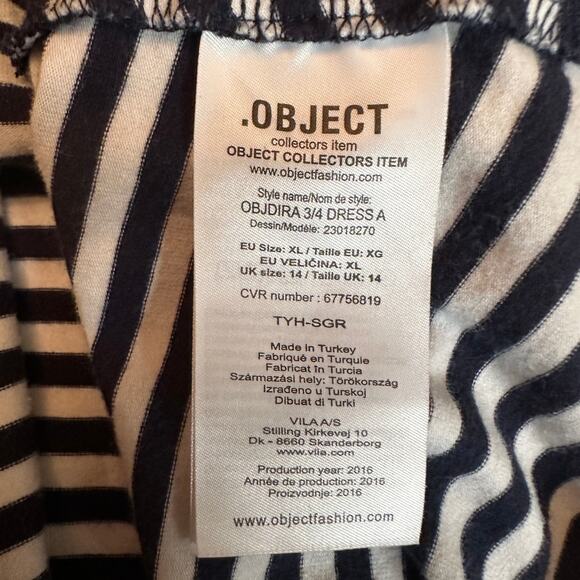 Object Collectors Item Objdira Dress sz XL Navy White‎ Striped Cotton Pockets - Picture 7 of 11